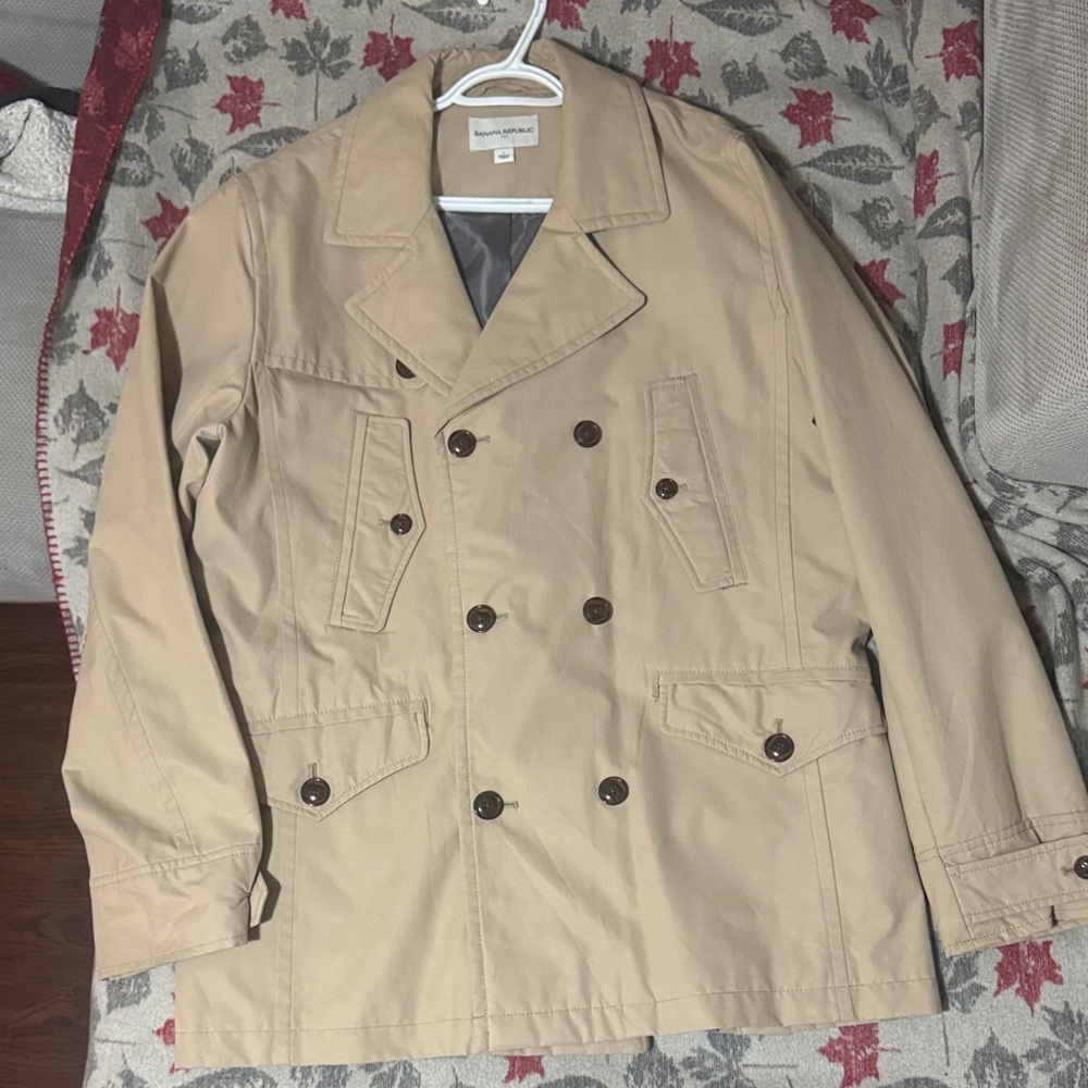 Banana Republic Men's Beige Double-Breasted Trench Coat